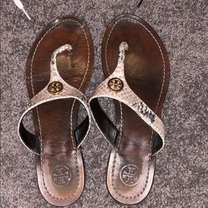 Tory Burch Snake Skin Flip Flops